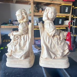 Chalkware Bookends by Alexander Backer Company Victorian girls